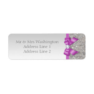 Faux Silver Sequins Radiant Orchid Bow and Diamond Label