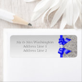 Faux Silver Sequins Royal Blue Bow and Diamond Label (Insitu)