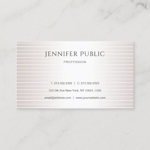 Faux Silver Shiny Elegant Design Modern Plain Luxe Business Card
