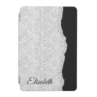 Faux Silver Shiny Glam Damask  iPad Mini Cover