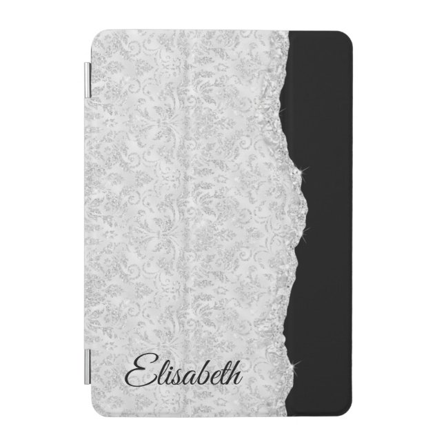 Faux Silver Shiny Glam Damask  iPad Mini Cover (Front)