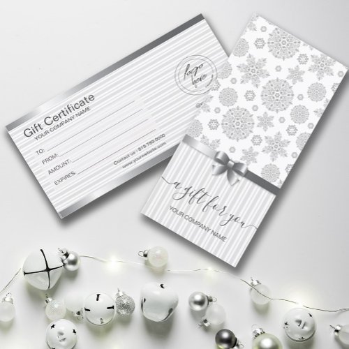 faux Silver Snowflakes gift certificate card