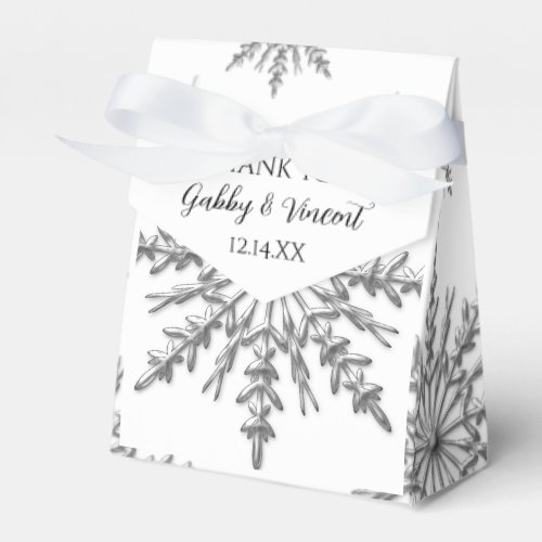 Faux Silver Snowflakes Winter Wedding Favor Boxes