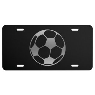 Faux Silver Soccer Ball License Plate