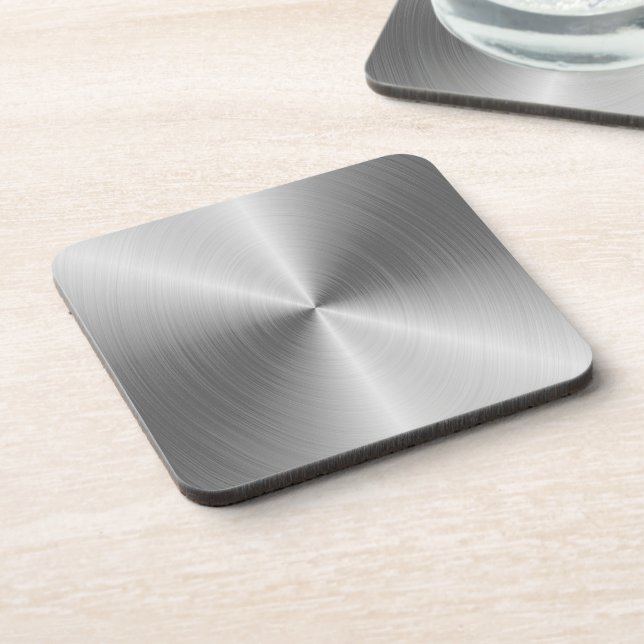 Faux Silver Stainless Steel  Beverage Coaster (Left Side)