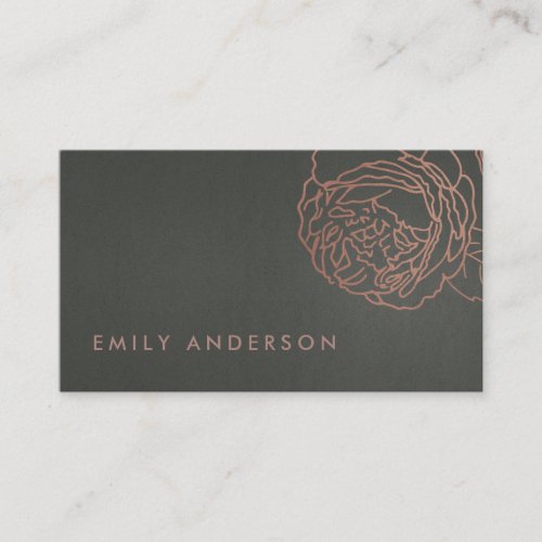 FAUX SILVER STEEL GREY BLUSH PINK ROSE GOLD FLORAL BUSINESS CARD