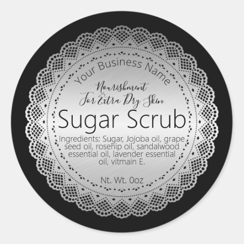 Faux Silver Sticker Label Handmade Sugar Scrub