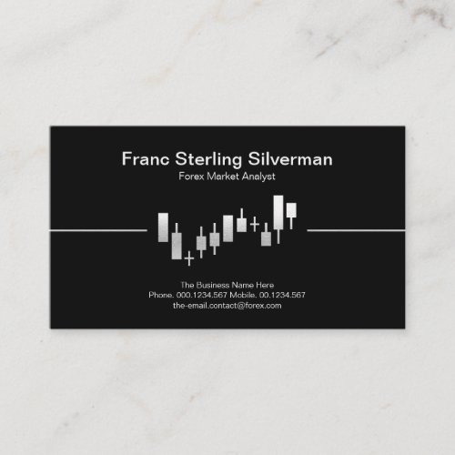 Faux Silver Stock Exchange Graph Financial Advisor Business Card