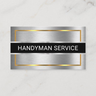 Faux Silver Stripe Gold Frame Business Card