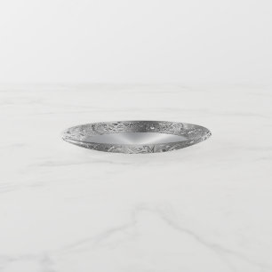 Faux Silver Swirls On Metallic Silver Texture Trinket Tray