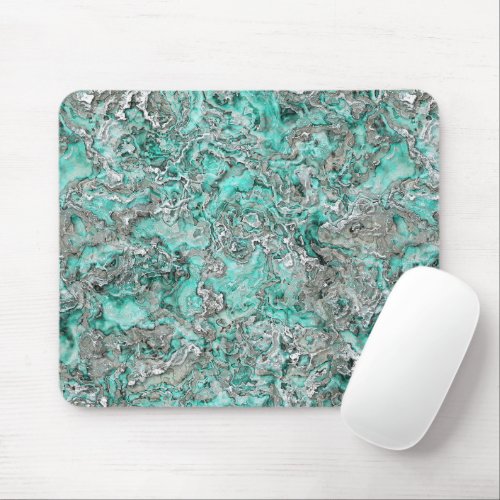 Faux Silver Teal Turquoise Minerals Agate Pattern Mouse Pad