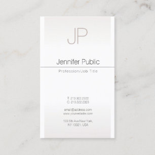 Faux Silver Trendy Creative Monogram Plain Luxury Business Card