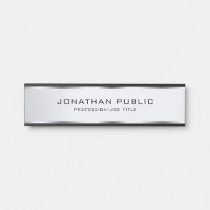 Faux Silver Trendy Customizable Simple Template Door Sign