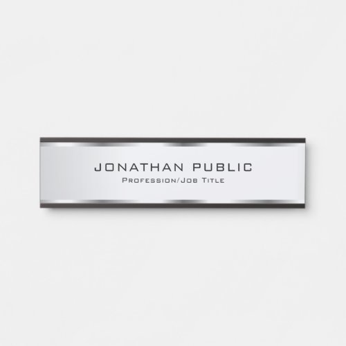Faux Silver Trendy Customizable Simple Template Door Sign