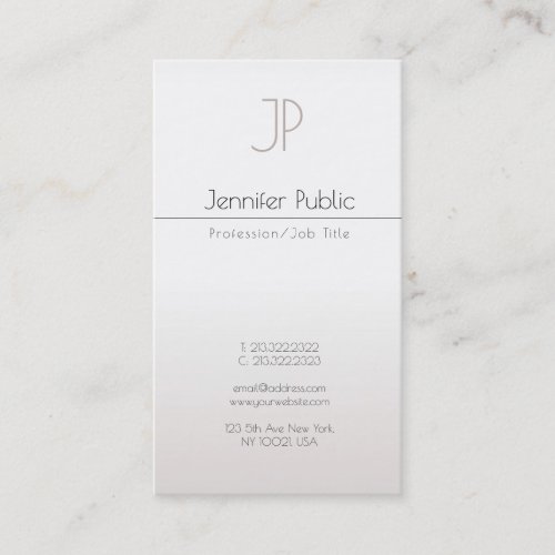Faux Silver Trendy Modern Creative Monogram Luxe Business Card