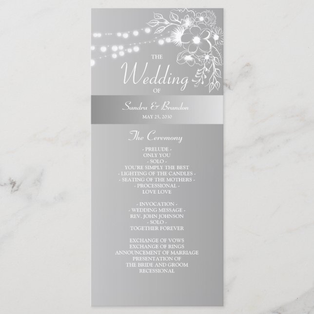 Faux Silver Wedding Program (Front)