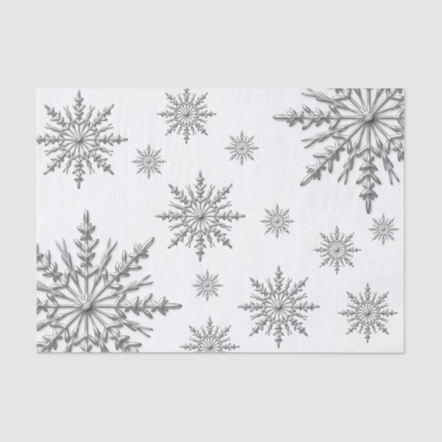 Faux Silver Winter Snowflakes Tissue Paper (Front)