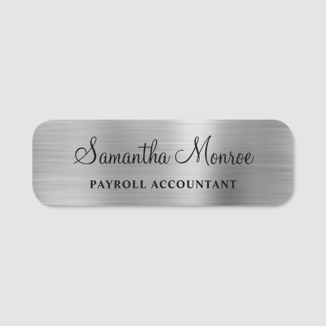 Faux Silvery Grey Foil Name Tag (Front)