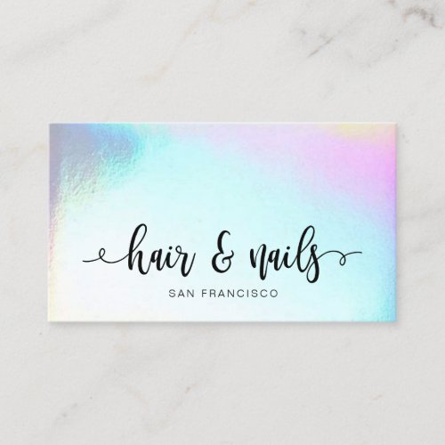 faux simulated iridescence pastel rainbow business card