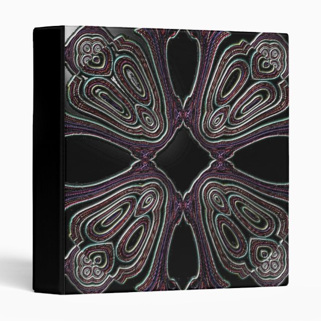 Faux Slick Grapic Purple/Black Leather Notebook 3 Ring Binder (Front/Spine)