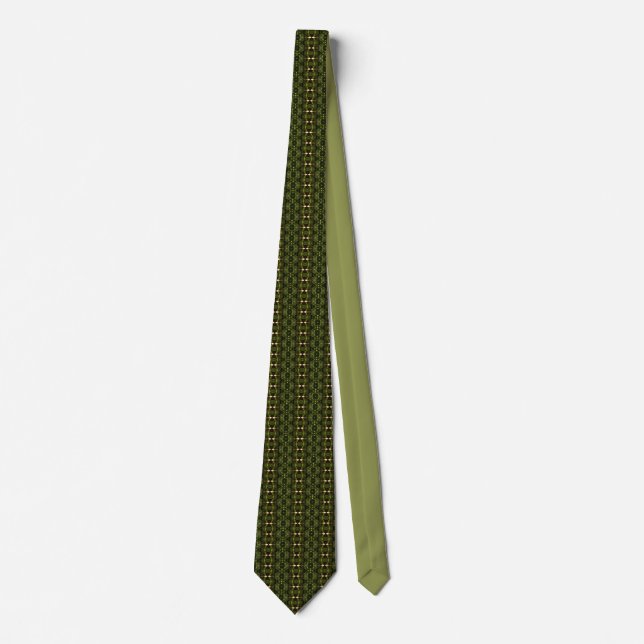 Faux Snakeskin Dark Green Abstract Neck Tie (Front)