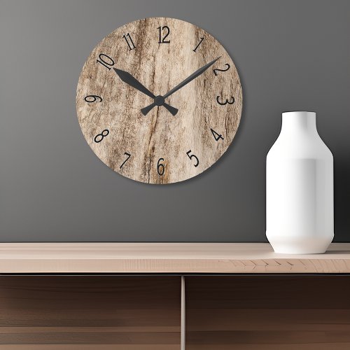 Faux Soft Old Wood Round Clock