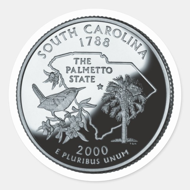 Faux South Carolina State Quarter Classic Round Sticker (Front)