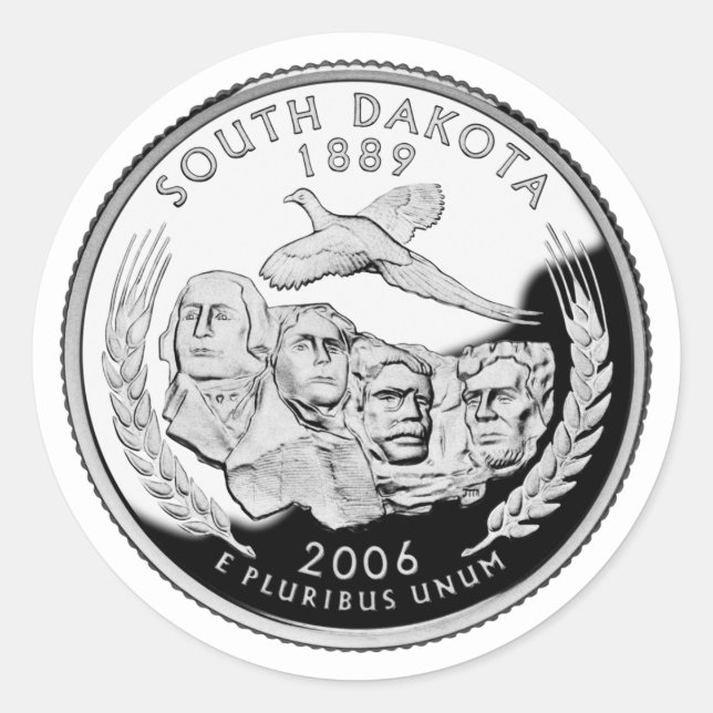Faux South Dakota State Quarter Classic Round Sticker (Front)