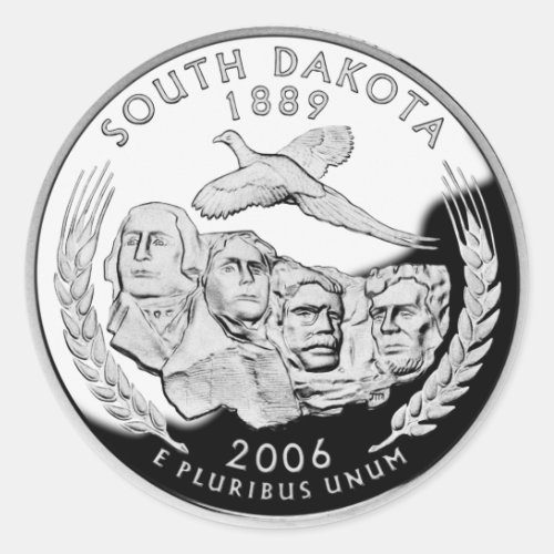 Faux South Dakota State Quarter Classic Round Sticker