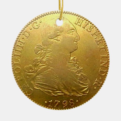 Faux Spanish Gold Doubloon Christmas Ornament