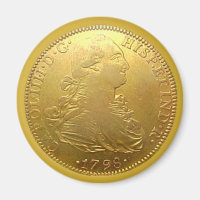 Faux Spanish Gold Doubloon Heads Magnet