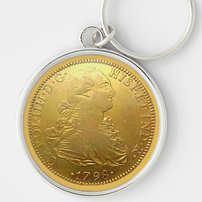 Faux Spanish Gold Doubloon Premium Keychain (Front)