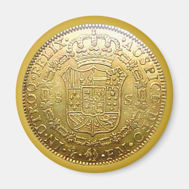 Faux Spanish Gold Doubloon Tails Reproduction Magnet (Front)