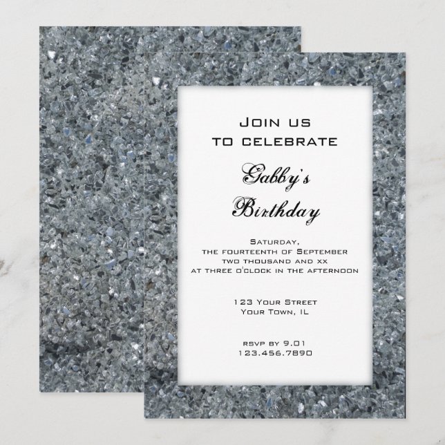 Faux Sparkle Birthday Party Invitation (Front/Back)