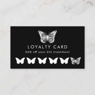 faux sparkle black butterfly loyalty card