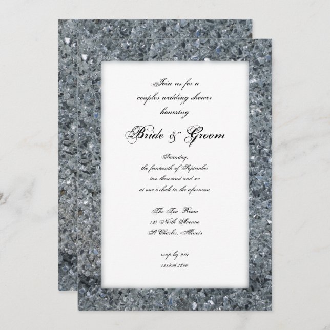 Faux Sparkle Couples Wedding Shower Invitation (Front/Back)