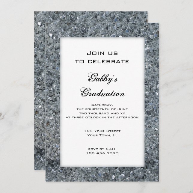 Faux Sparkle Graduation Party Invitation (Front/Back)