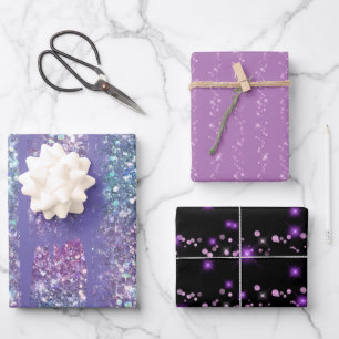 faux sparkle purple pattern wrapping paper sheets