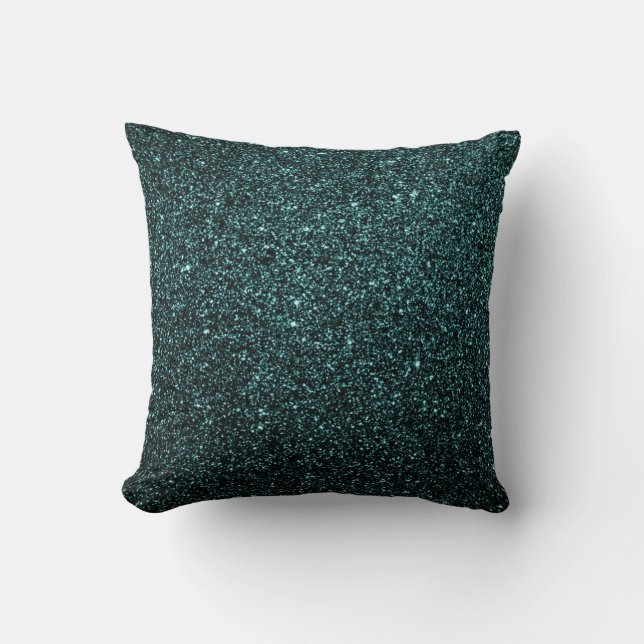 Faux Sparkle Teal Throw Pillow (Front)