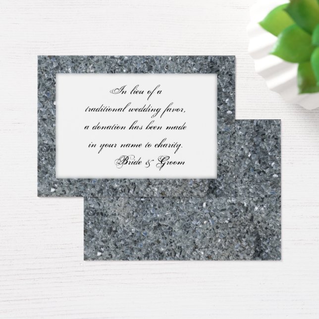 Faux Sparkle Wedding Charity Favor Card (Desk)