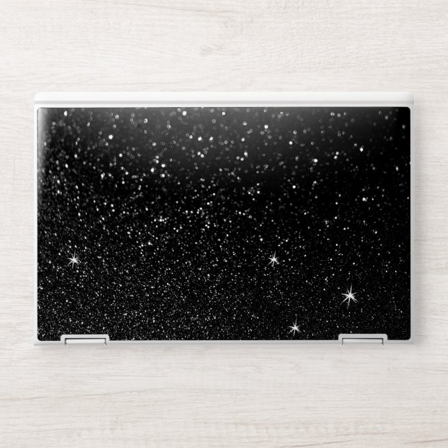 Faux Sparkling Bokeh Black Glitter Photo HP Laptop Skin (Front)