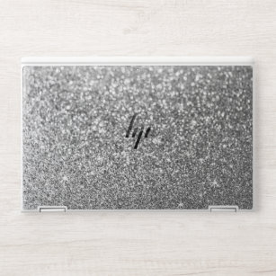 Faux Sparkling Bokeh Silver Grey Glitter HP Laptop Skin