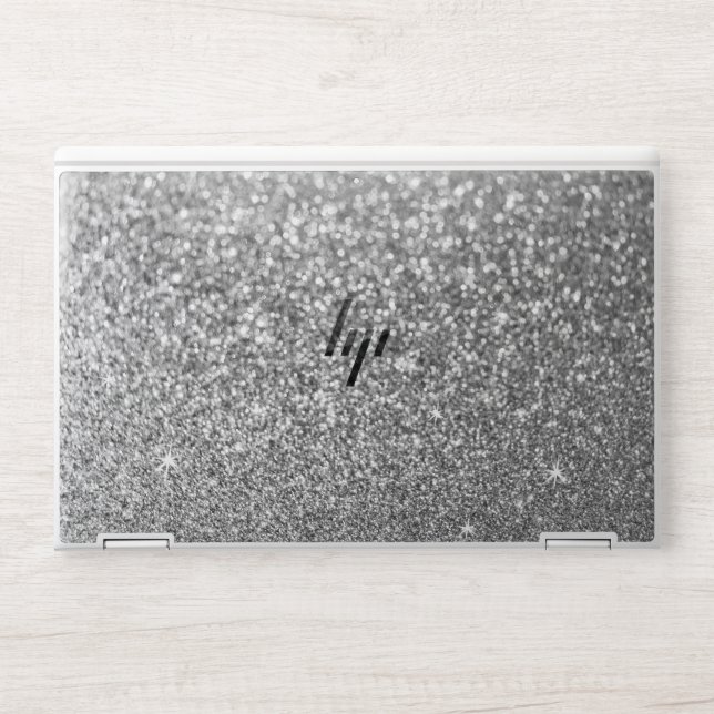 Faux Sparkling Bokeh Silver Grey Glitter HP Laptop Skin (Front)