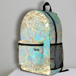 faux sparkling chunky glitter abstract printed backpack<br><div class="desc">glitter opal inspired background backpack</div>