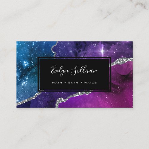 faux sparkling effect watercolor business card