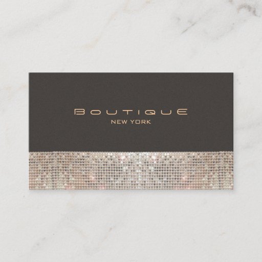 Customizable FAUX Sparkling Sequins and Suede Fashion Boutique Business Card Template