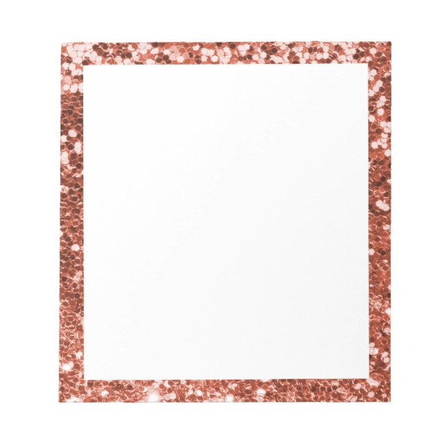 Faux Sparkly Copper Glitter Border White Notepad (Front)