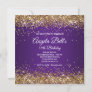 Faux Sparkly Gold Glitter Royal Purple Ombre Invitation