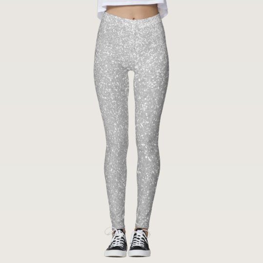 Faux sparkly silver glitter printed legging tights | Zazzle.com