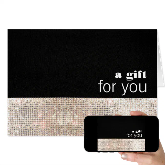 Faux Sparkly Silver Sequins Black Gift Card (Downloadable)